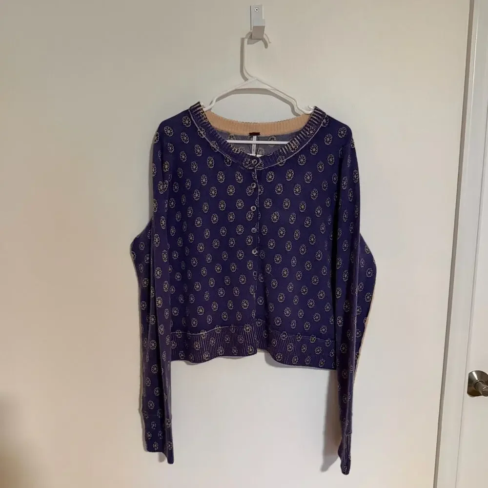 Free People Nocturnal Patterned Cashmere Cardigan
